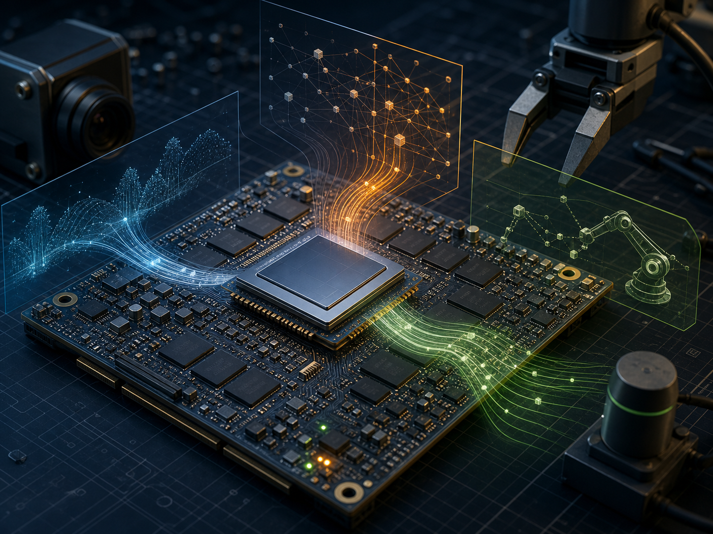 AI accelerator board with perception, reasoning and action data flows